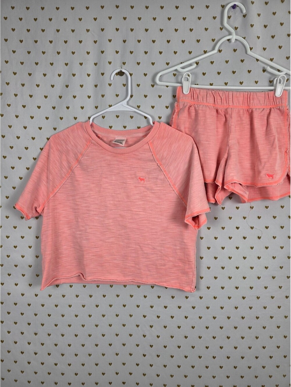 Victorias Secret PINK Neon Shorts Cropped Tee shirt Set outfit XS
